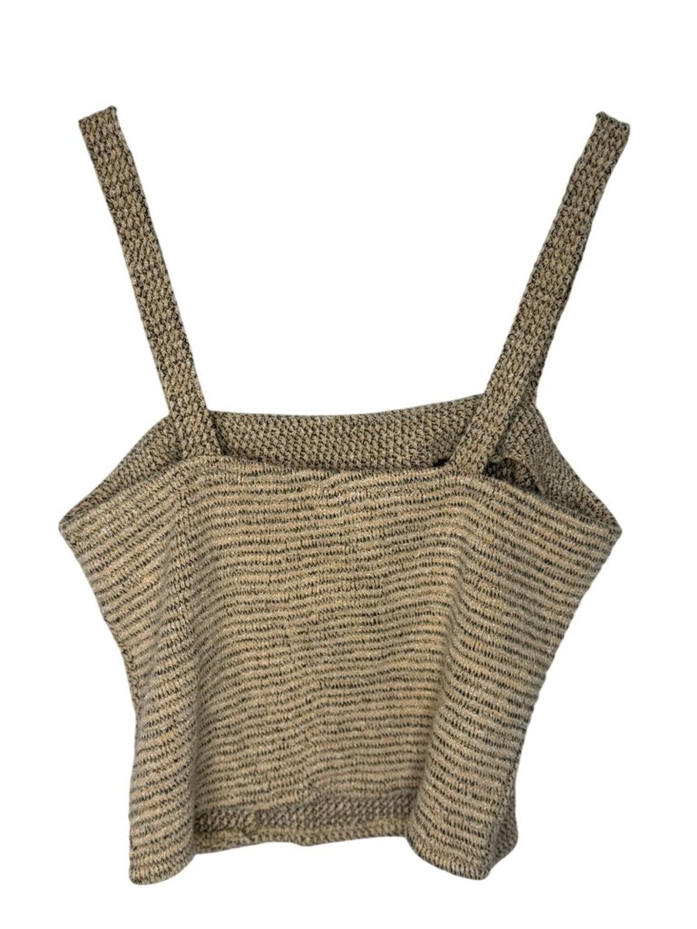 Lucy Paris Crop Tank Top Women's Small Tan Knit Button Front Square Neck - Picture 2 of 10